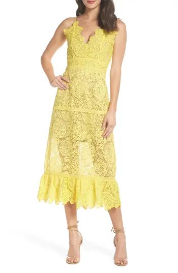 Women's Foxiedox Majorie Lace Dress, Size X-Small - Yellow | Nordstrom