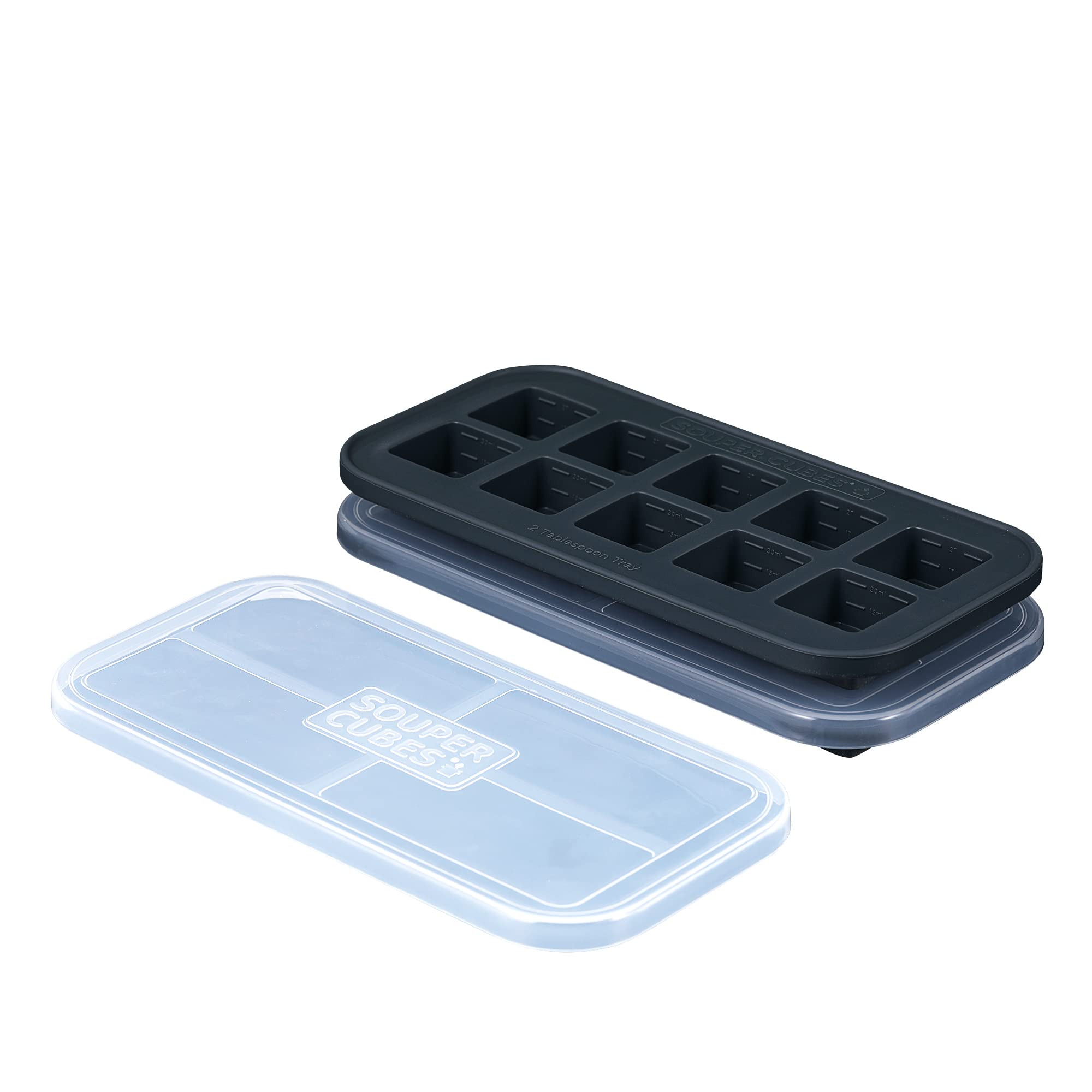 Souper Cubes 2 Tablespoon / 1 Oz. Freezing Tray with lid, Charcoal color, Pack of Two. Freeze Foo... | Amazon (US)