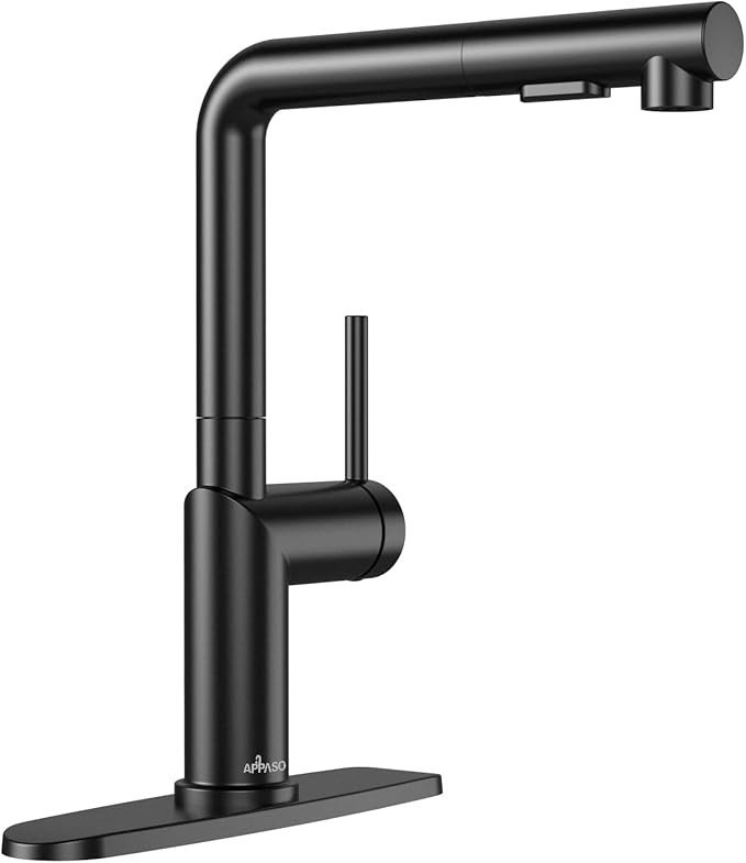 APPASO Modern Kitchen Faucet with Pull-Out Multi-Flow Sprayer Matte Black - Single-Handle Kitchen... | Amazon (US)