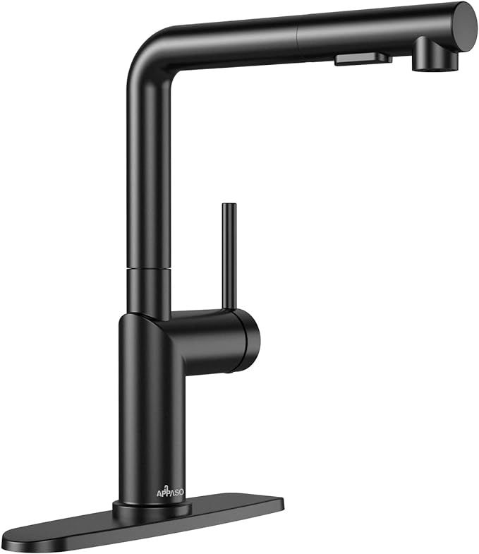 APPASO Modern Kitchen Faucet with Pull-Out Multi-Flow Sprayer Matte Black - Single-Handle Kitchen... | Amazon (US)