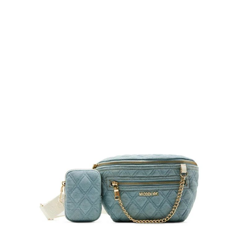 Madden NYC Women's Chain Pocket Fanny Pack with Pouch, Denim | Walmart (US)