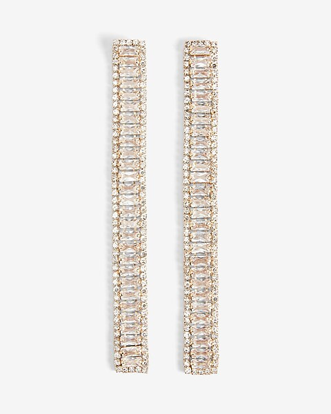 Rhinestone Baguette Drop Earrings | Express
