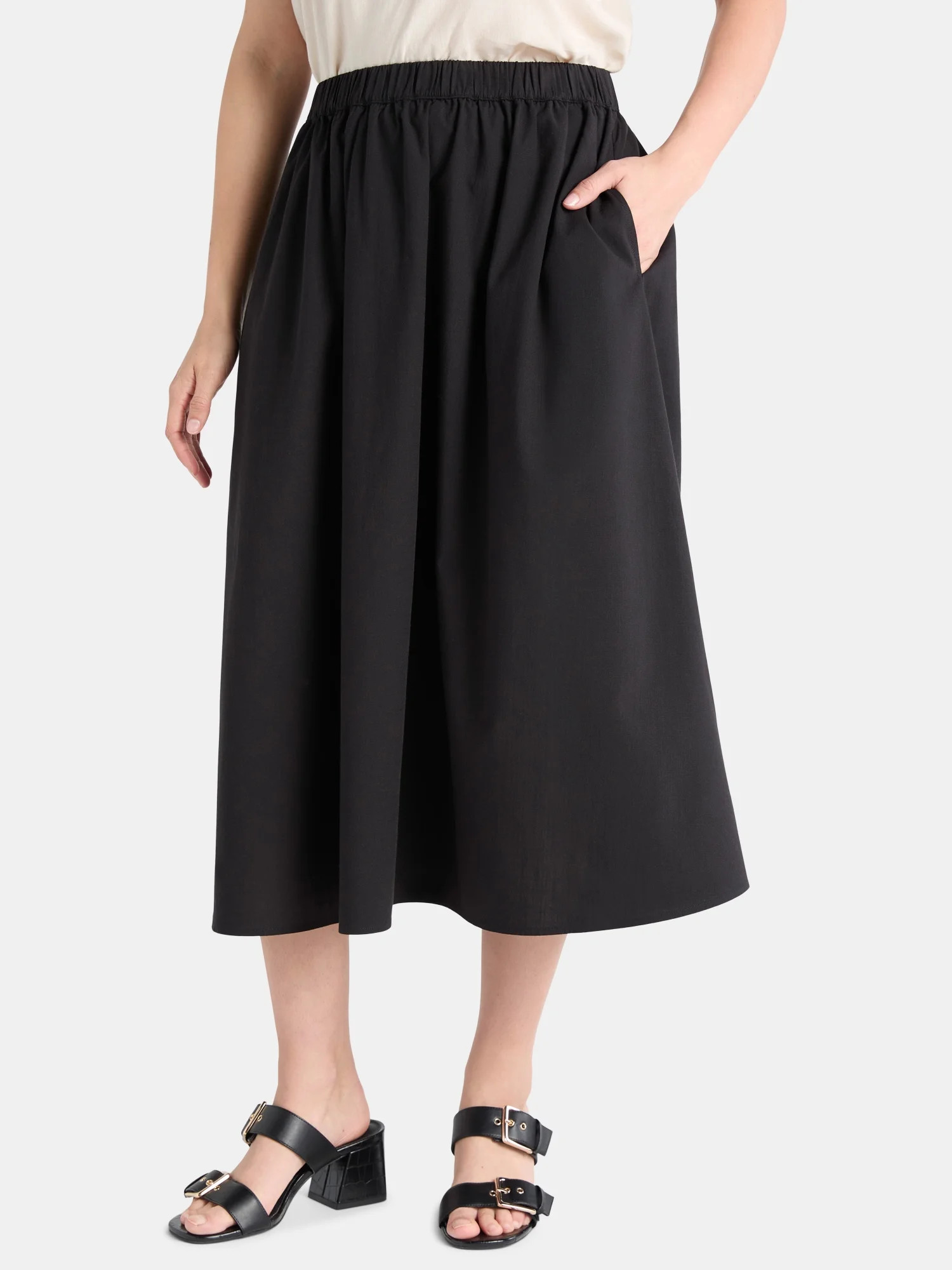 Time and Tru's Women's Pull On Midi Skirt with Pockets, XS-XXXL | Walmart (US)