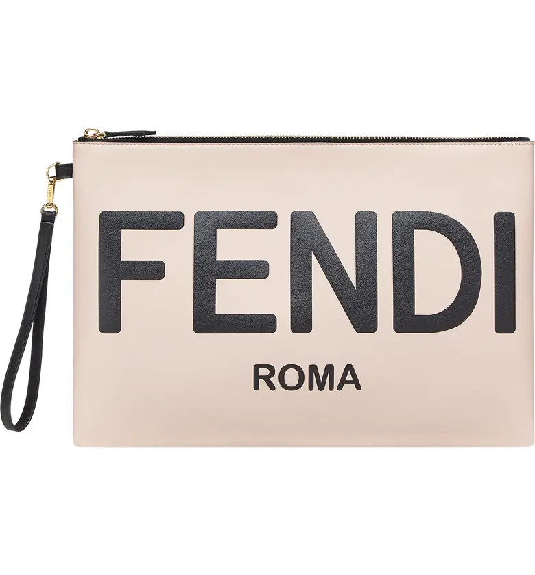 Large Logo Leather Flat Pouch | Nordstrom