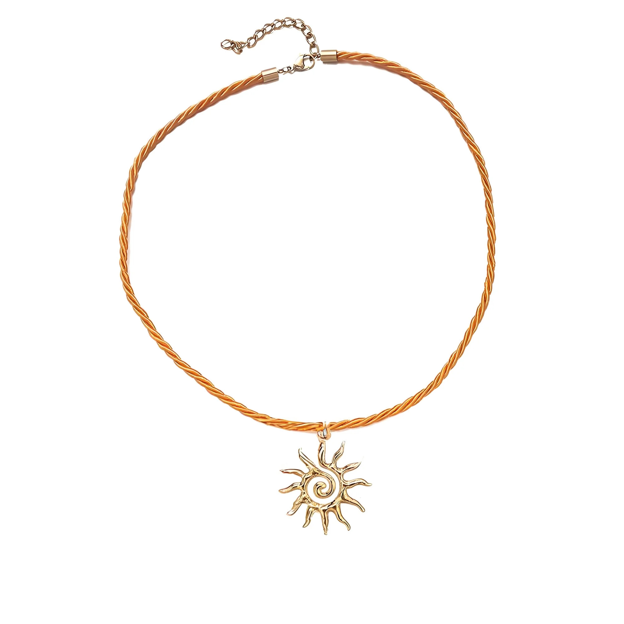 FARONZE Sun Pendant Necklace, Gold, Marine Elements, Stainless steel, Twisted Cord, 17 inchs | Walmart (US)
