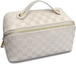 btbfami Travel Makeup Bag,Large Capacity Cosmetic Bags for Women，Portable PU Leather Waterproof... | Amazon (US)