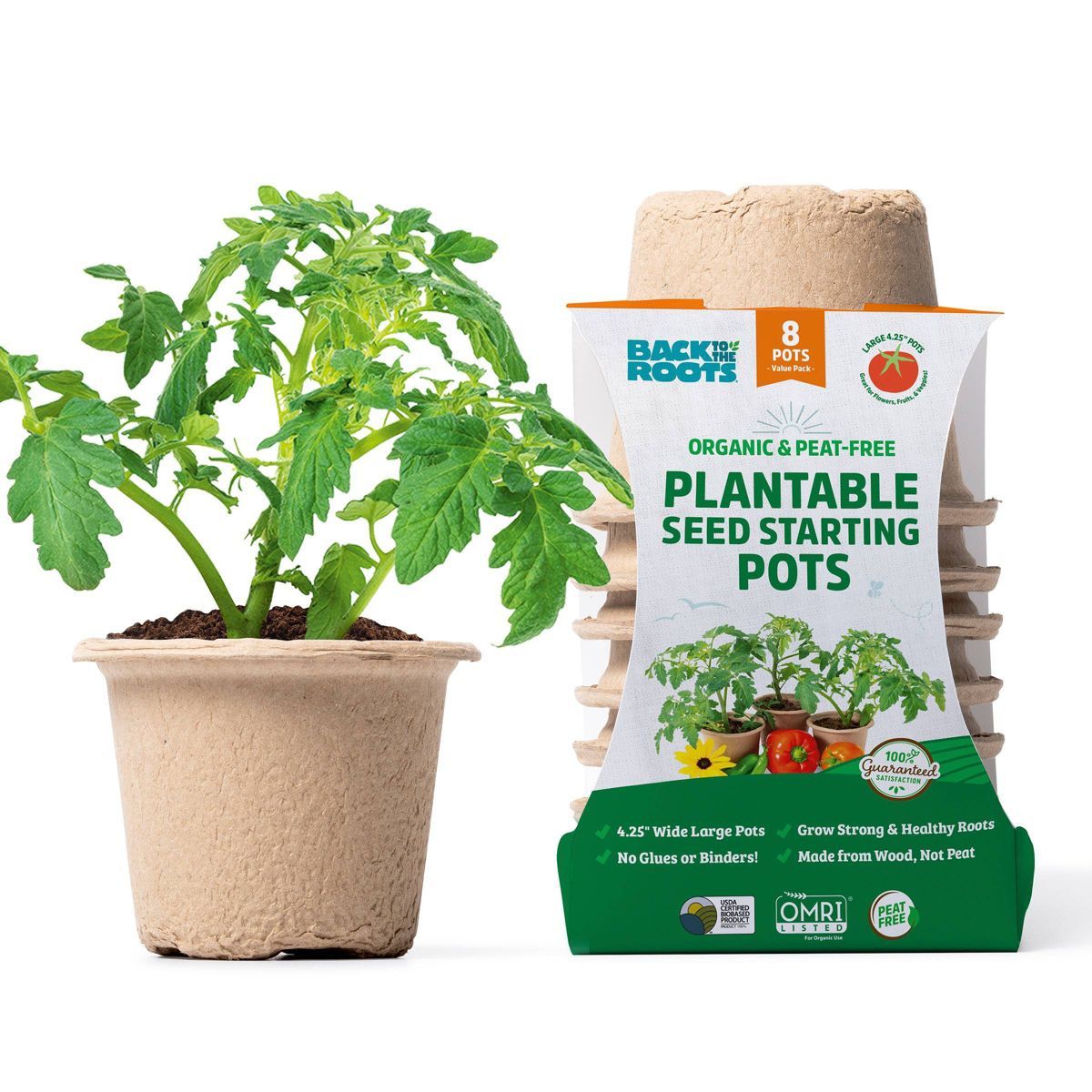 Back to the Roots 8pk Organic & Peat Free Plantable Seed Starting Pots | Target