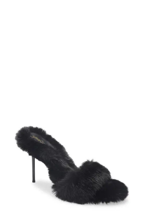Jeffrey Campbell Big Mama Faux Fur Sandal in Black at Nordstrom, Size 9 | Nordstrom