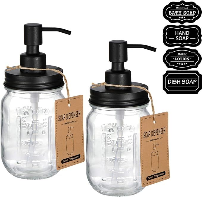 Mason Jar Liquid Soap Dispenser -Rustproof Stainless Steel Replacement - Farmhouse Decor for Kitc... | Amazon (US)