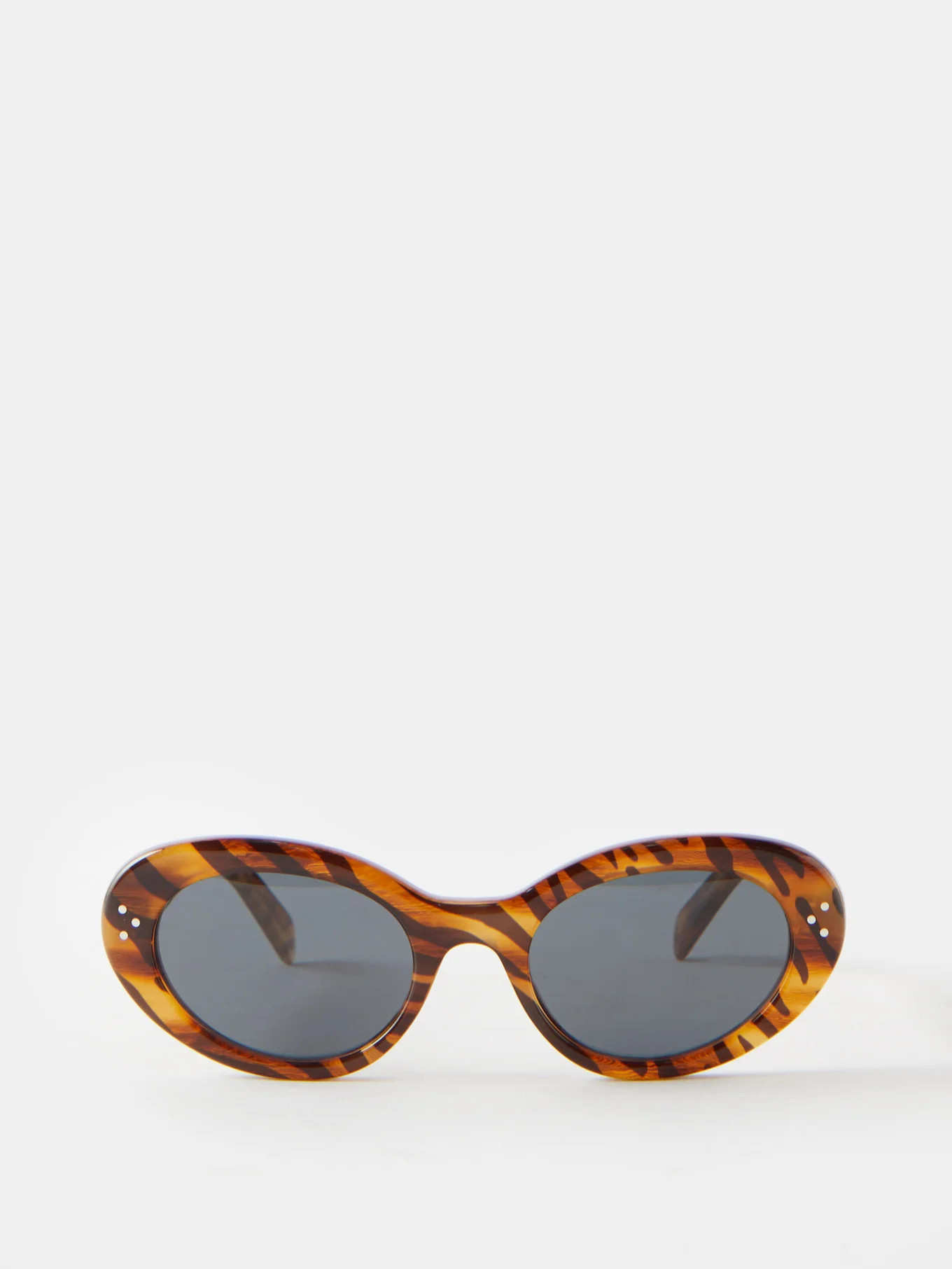 Oval tiger-stripe acetate sunglasses | Matches (UK)