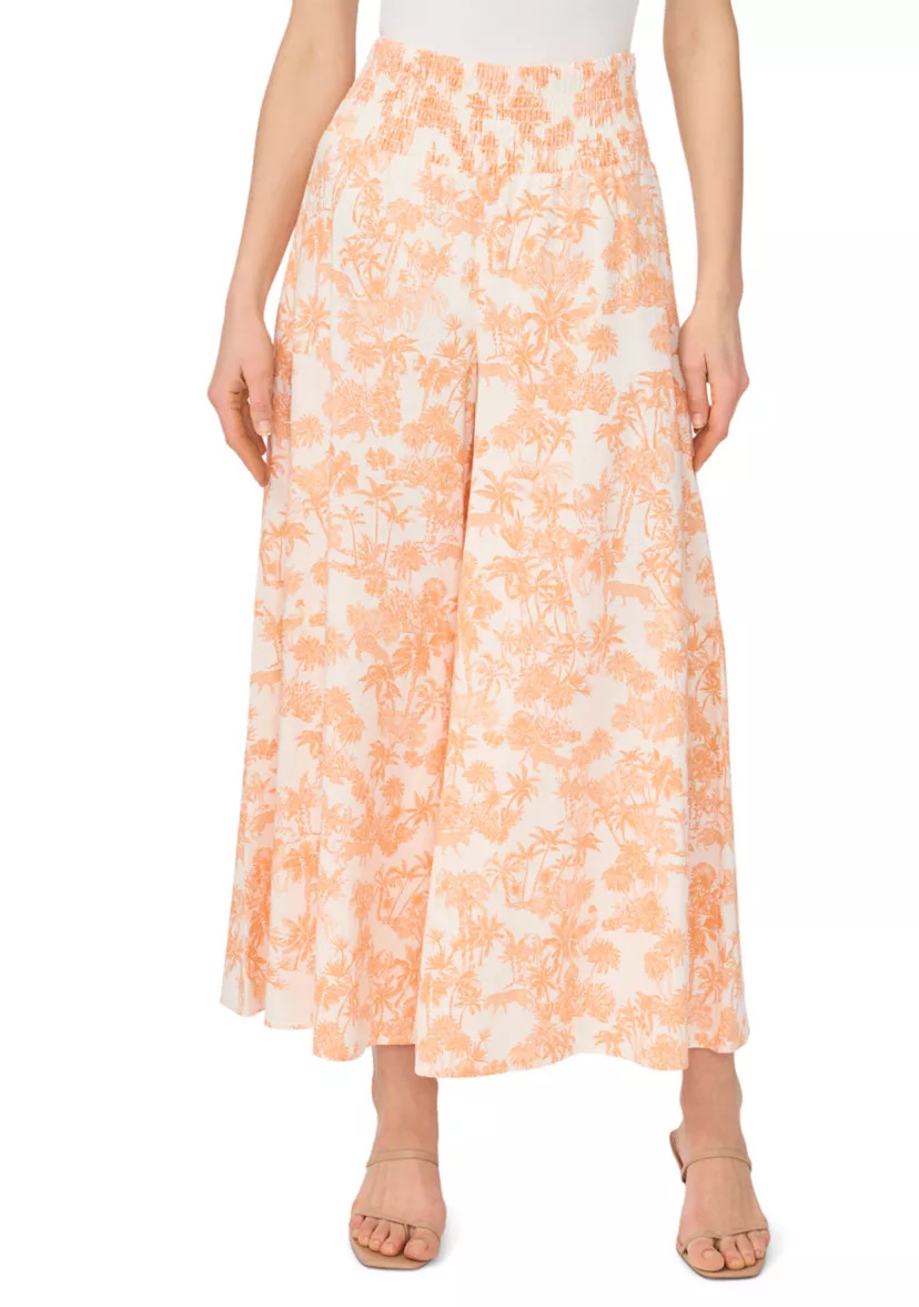 Women's Smocked Waist Pull On Scenic Linen Pants | Belk