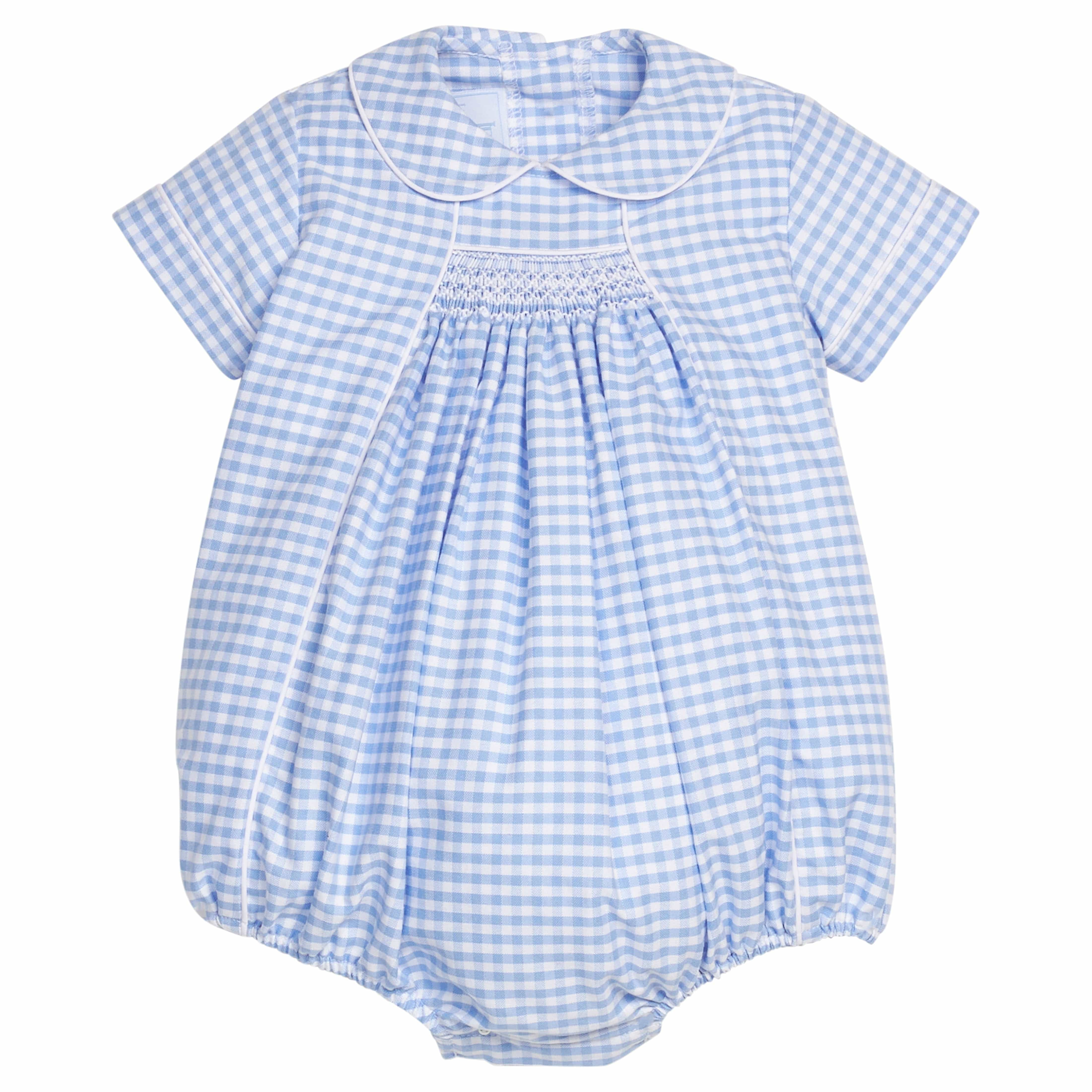 Mayfair Gingham Chest Smocked Bubble | Little English Baby Boy | Little English