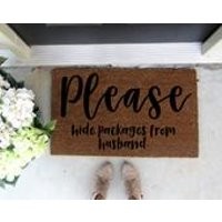 Hide packages from husband doormat, customized doormat, personalized doormat, quote doormat, housewarming gift, welcome mat, funny doormat | Etsy (US)