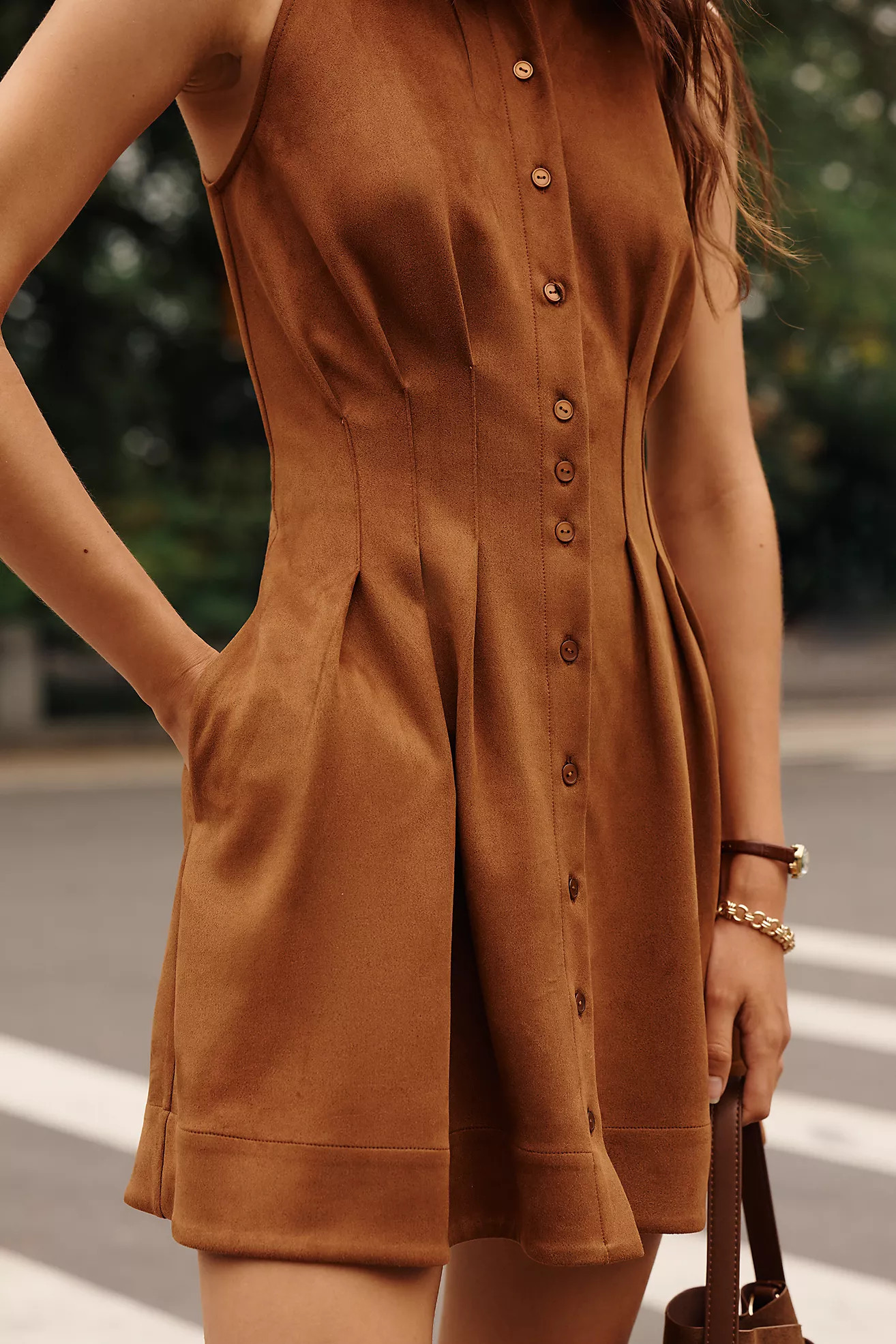 Exquise Tobie Faux-Suede Pintuck Mini Dress | Anthropologie (US)