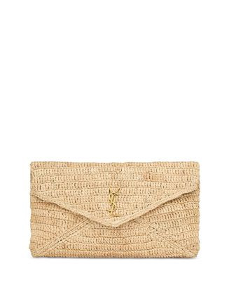 SAINT LAURENT Cassandre Large Envelope Pouch In Raffia | Bloomingdale's Handbags | Bloomingdale's (AU)