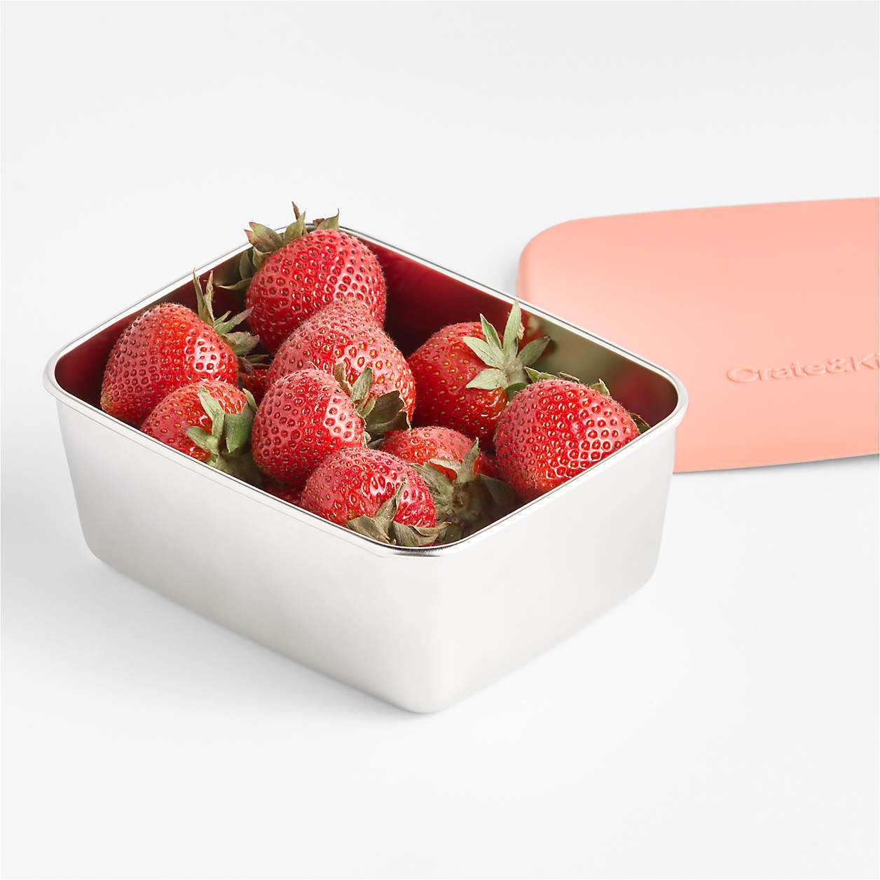Pink Stainless Steel Small Food Container + Reviews | Crate & Kids | Crate & Barrel