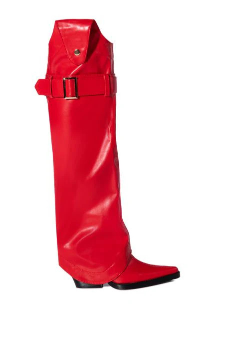 MATTY-RED 2-IN-1 CUFF BOOT | Azalea Wang
