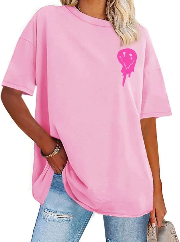 Womens Oversized Tshirt Graphic Tees Crew Neck Summer Short Sleeve Loose Fit Tops | Amazon (US)