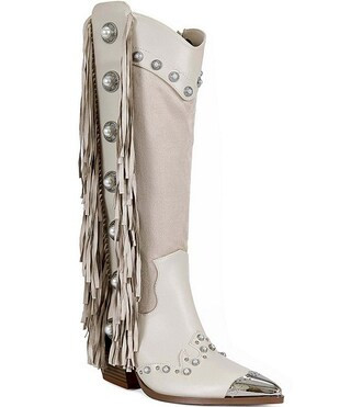 Pelagius Studded Pearl Embellished Fringe Western Boots | Dillard's