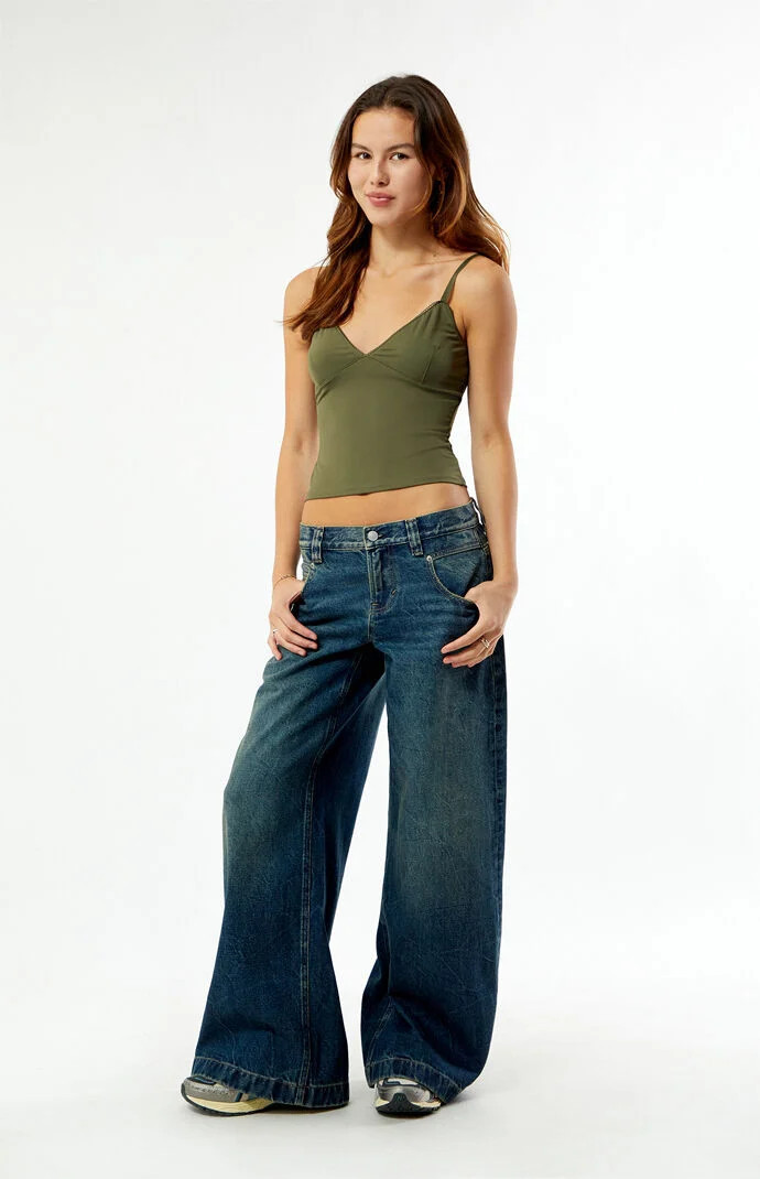 Women's Sloane Low Rise Ultra Baggy Jeans Dark Blue in Dark Indigo - Size 24 | PacSun