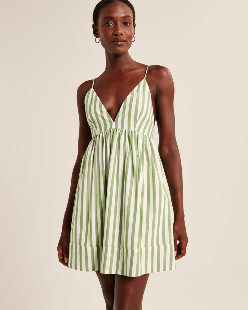 V-Neck Babydoll Mini Dress | Abercrombie & Fitch (US)