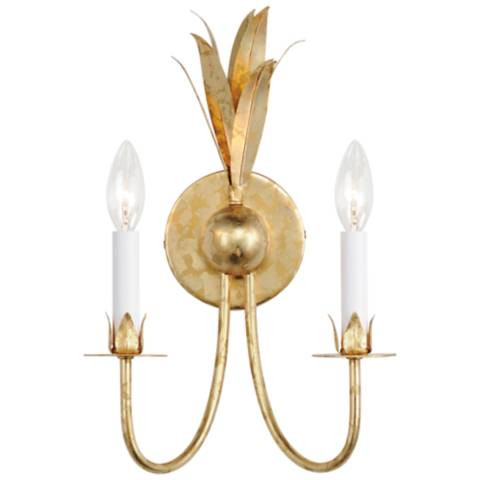 Maxim Paloma 15 3/4" High Gold Leaf 2-Light Sconce - #064P9 | Lamps Plus | Lamps Plus