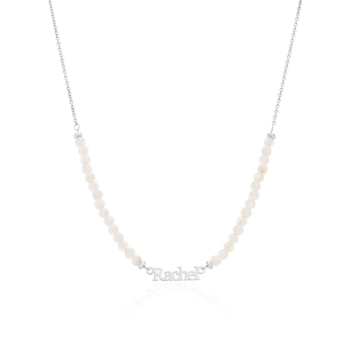 Birthstone Beaded Name Necklace (Silver) | Abbott Lyon