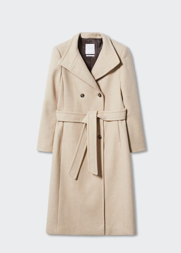 Woollen coat with belt | MANGO (UK)