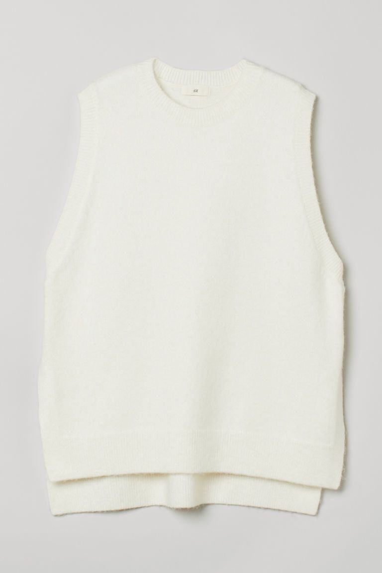 H & M - Knitted sweater vest - White | H&M (UK, MY, IN, SG, PH, TW, HK)