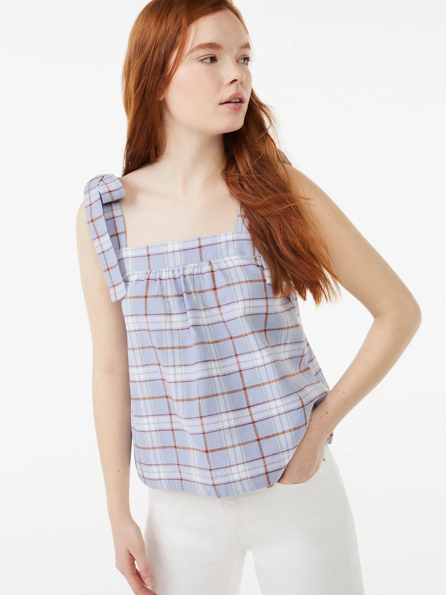 Free Assembly Women's Tie Shoulder Tank Top - Walmart.com | Walmart (US)