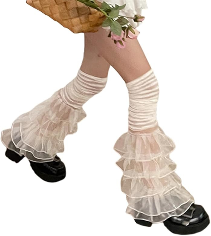 mdnhsb Women Leg Warmers Ribbed Knit Kawaii Y2K Harajuku Gyaru Cute Leg Warmers Goth Lolita Boot ... | Amazon (US)