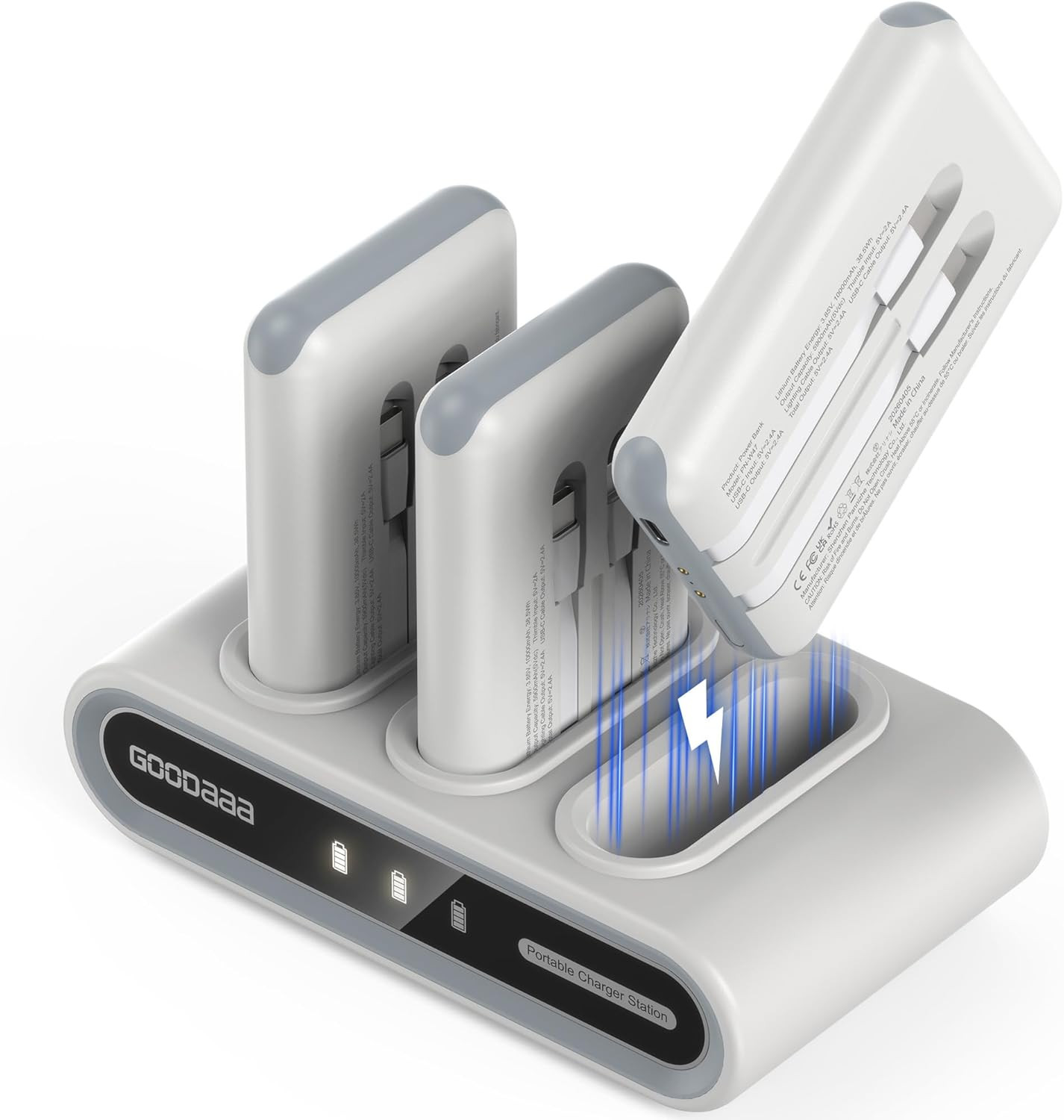 GOODaaa Portable Charger, 3-Pack 10000mAh Slim Power Bank Built in Cables | Amazon (US)