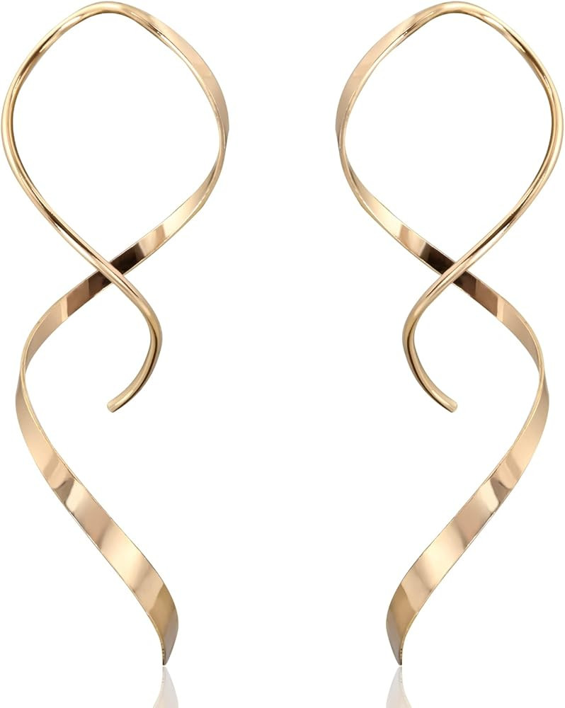 Handmade Spiral Threader Earrings Sterling Silver Hypoallergenic Twisted Pull Through Drop Dangle... | Amazon (US)