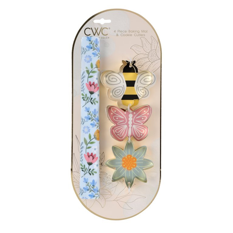 COOK WITH COLOR 4PC BAKING SET - 1 X SILICONE MAT, 3 COOKIE CUTTERS. | Walmart (US)