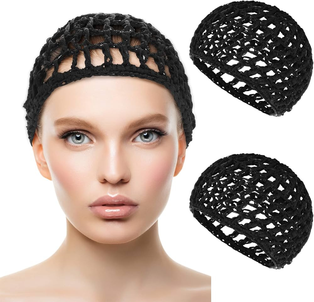 2 PCS Hair Nets Cap Sleeping Hairnet Snoods Wrap Bonnets Long Straight Curl Wig Head Protector Bl... | Amazon (US)
