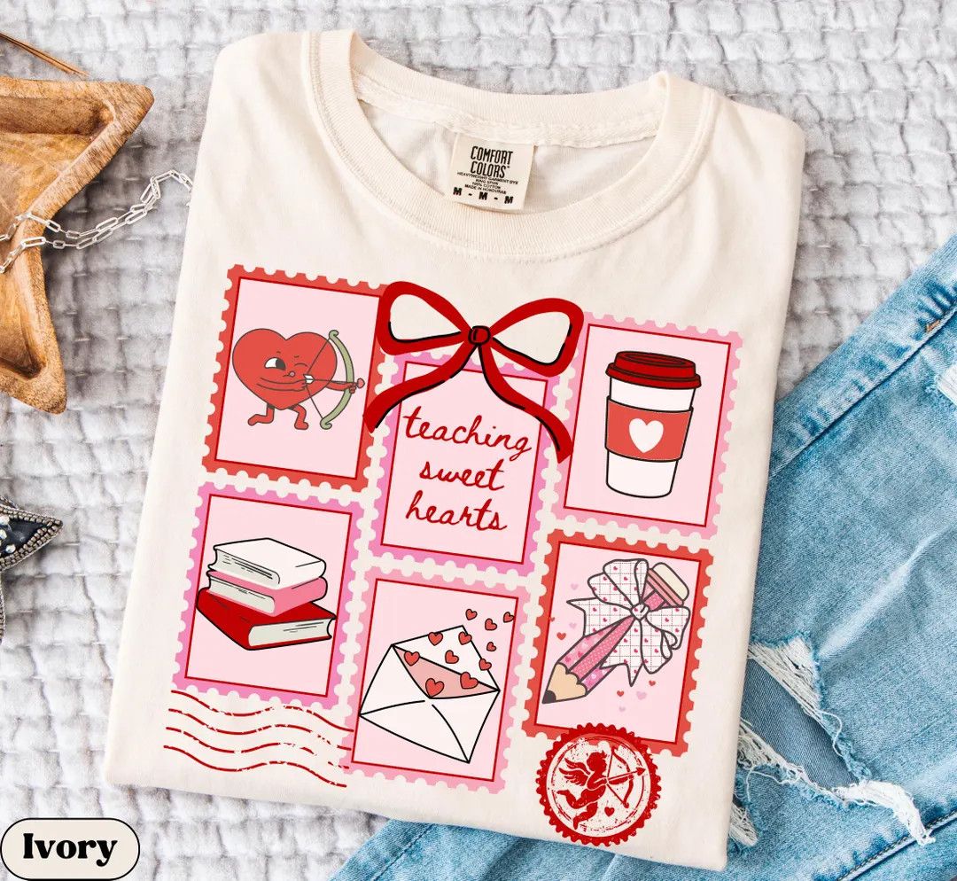 Teacher Valentine's Day Comfort Colors Shirt, Teaching Sweet Hearts Tshirt, Valentine Gift for Te... | Etsy (US)