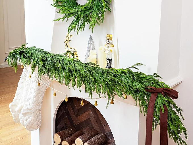 72" Extra Full Norfolk Pine Garland Realistic Christmas Garland Cedar Garland for Mantle Stairs T... | Amazon (US)