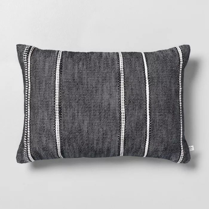 14" x 20" Stripe Pattern Throw Pillow Railroad Gray - Hearth & Hand™ with Magnolia | Target