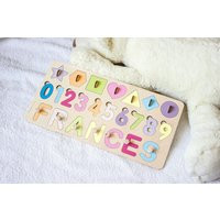 Wooden Name Puzzle With Pegs Personalized For Toddlers Wood Shapes & Numbers Kid Custom | Etsy (US)