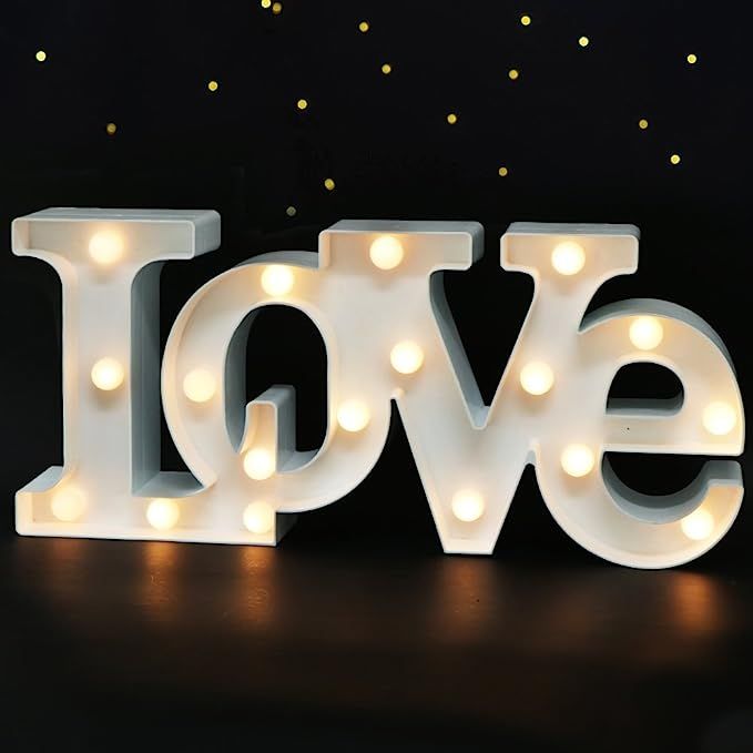 Bright Zeal 16" x 7" Large LOVE Bedroom Decor Lights LED Marquee Letters (WHITE) - LOVE Sign For ... | Amazon (US)