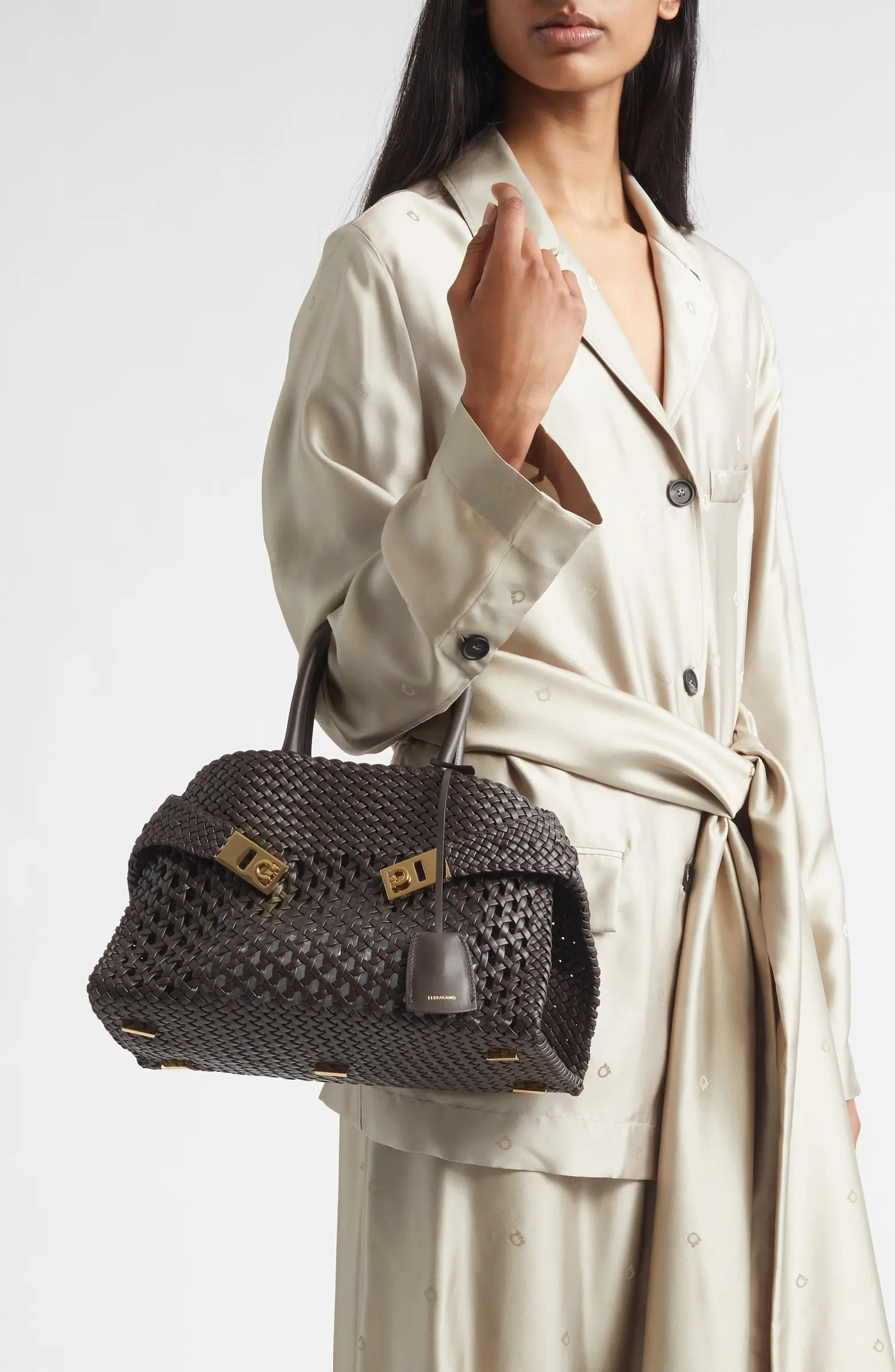 Small Hug Woven Leather Top Handle Bag | Nordstrom