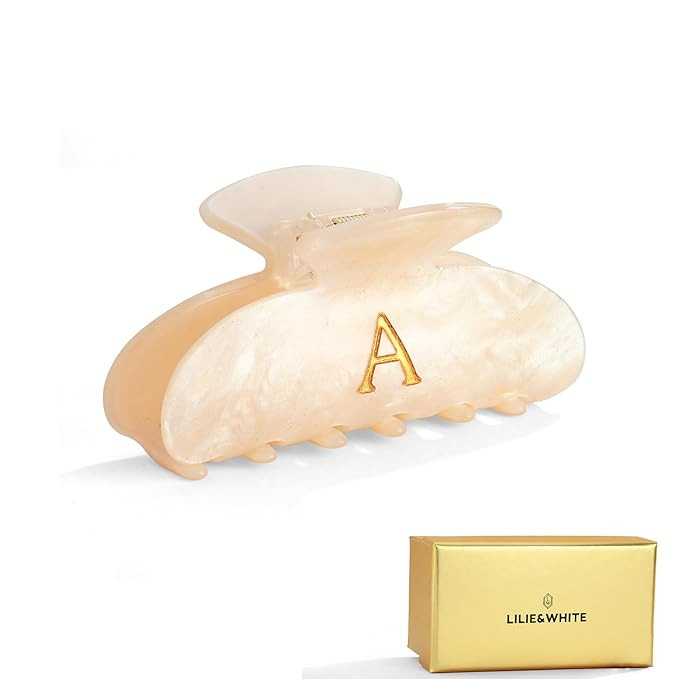 LILIE&WHITE Acrylic Letter Hair Clips For Women Stylish A Monogram Hair Claw Alphabet Hair Clip F... | Amazon (US)