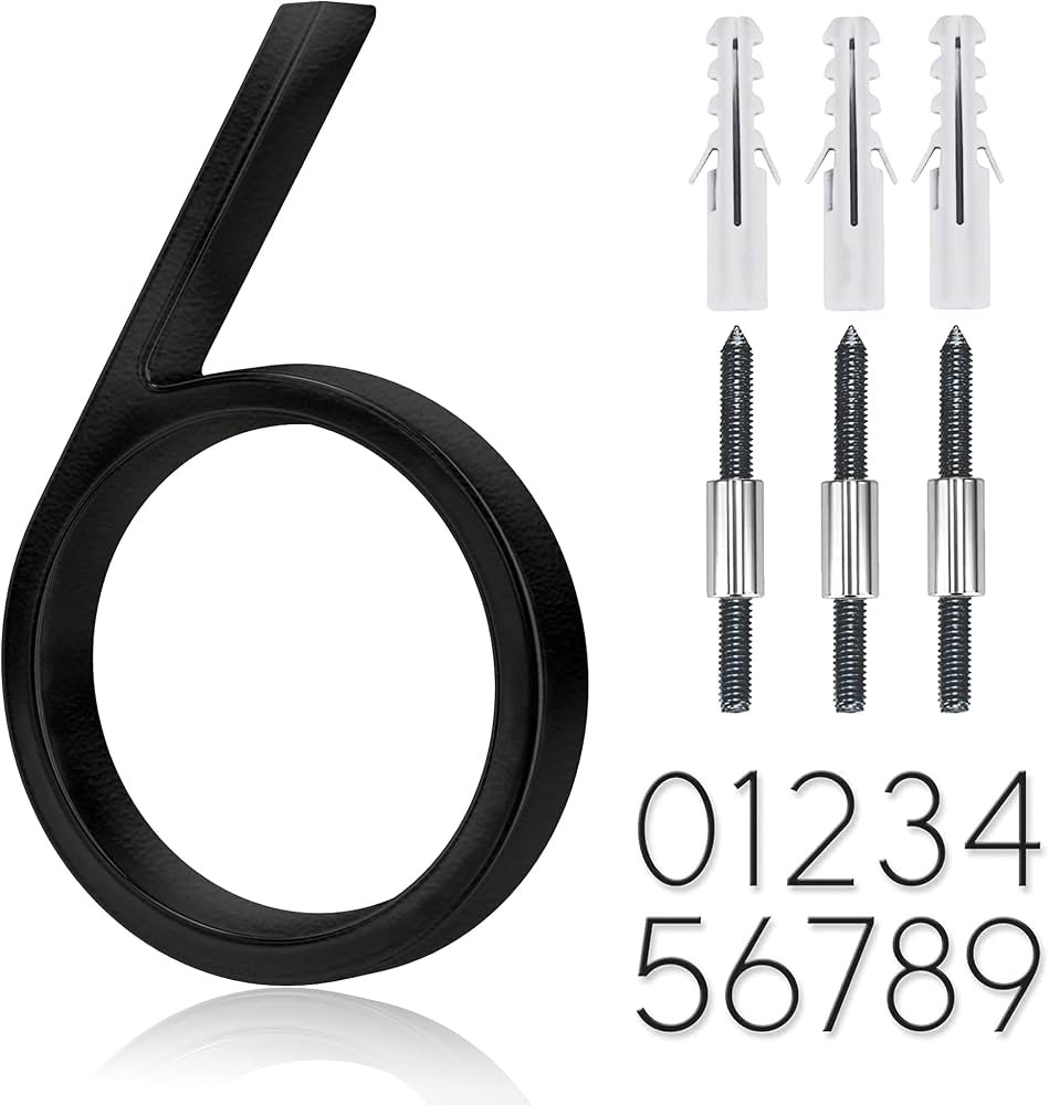 5" Stainless Steel Floating House Number, Metal Modern House Numbers, Mailbox Decor Number with N... | Amazon (US)