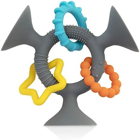 Nuby Silly Three Prong Interactive Suction Toy with Colorful Rings, Gray | Amazon (US)