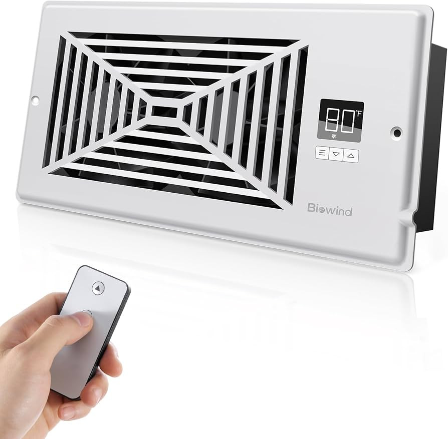 BIOWIND Quiet Register Booster Fan Fits 4" x 10" Register Holes, 10-Speed Smart Heating Cooling A... | Amazon (US)