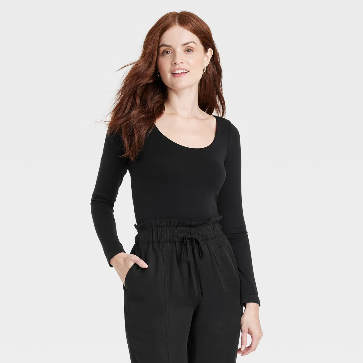 Women's Slim Fit Long Sleeve Scoop Neck Seamless T-Shirt - A New Day™ | Target