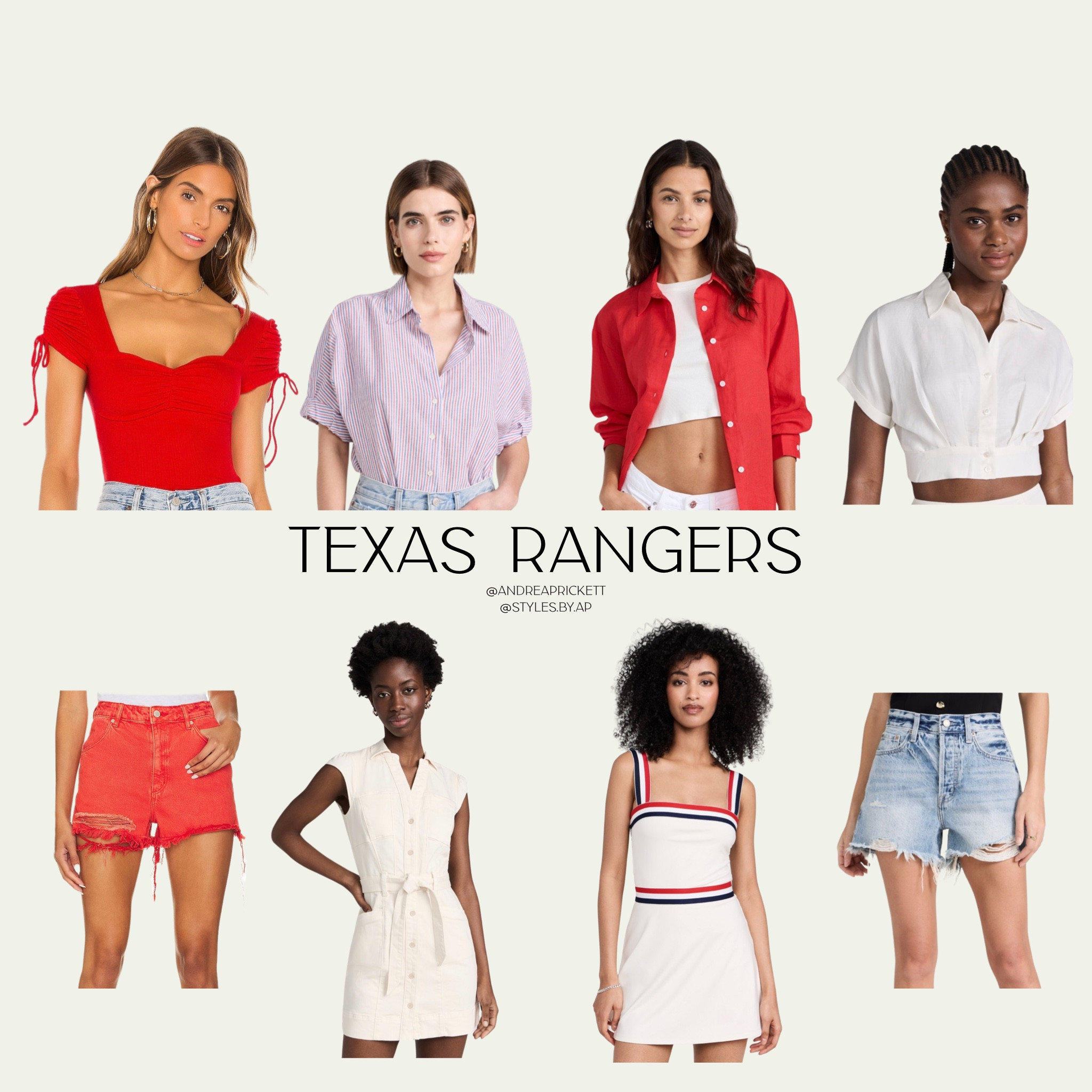 Texas Rangers Game Day looks! 
Accessories posted separately 