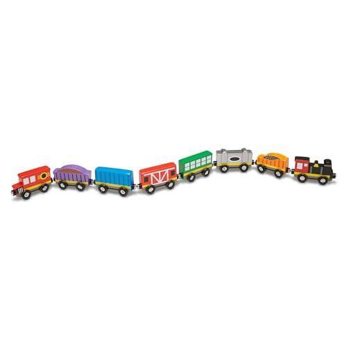 Melissa & Doug Wooden Magnetic Train Cars - 8 Piece Educational and Skill-Building Wooden Toy for Boys and Girls | Amazon (US)