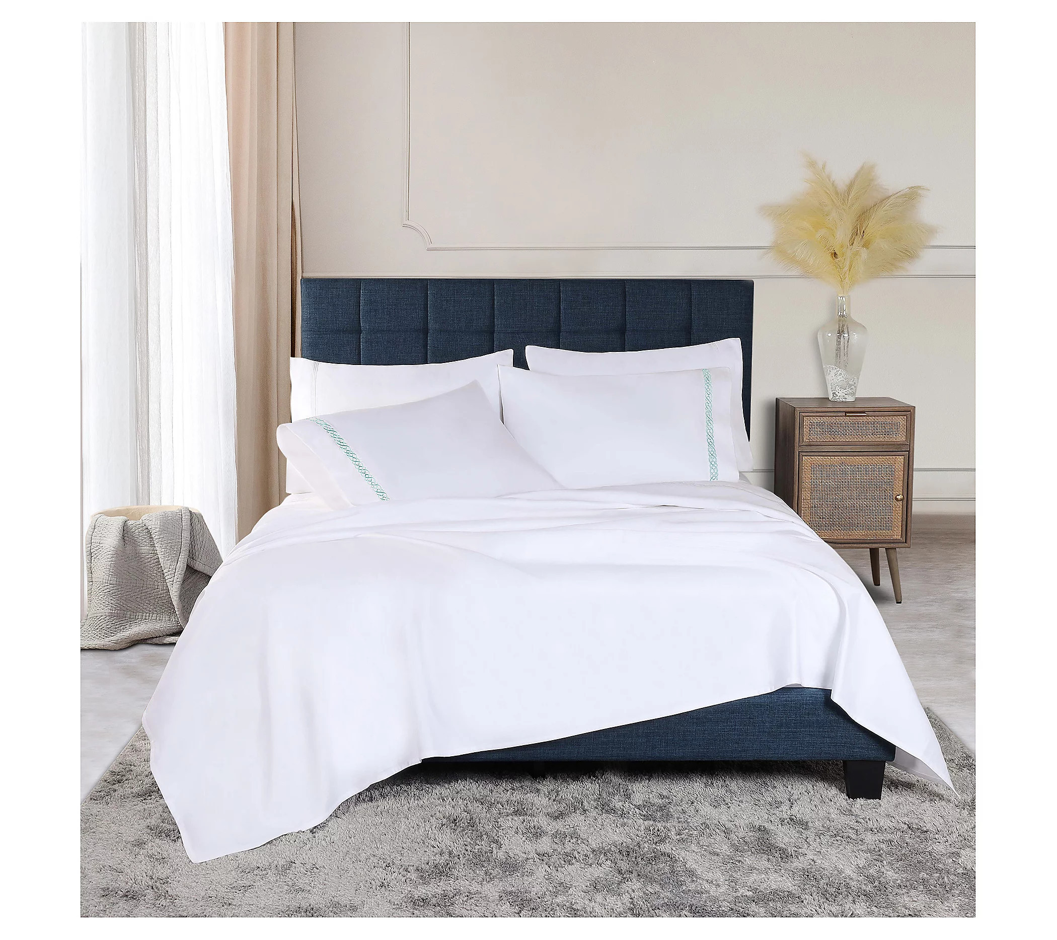Superior Egyptian Cotton Embroidered Sheet Set, Full | QVC