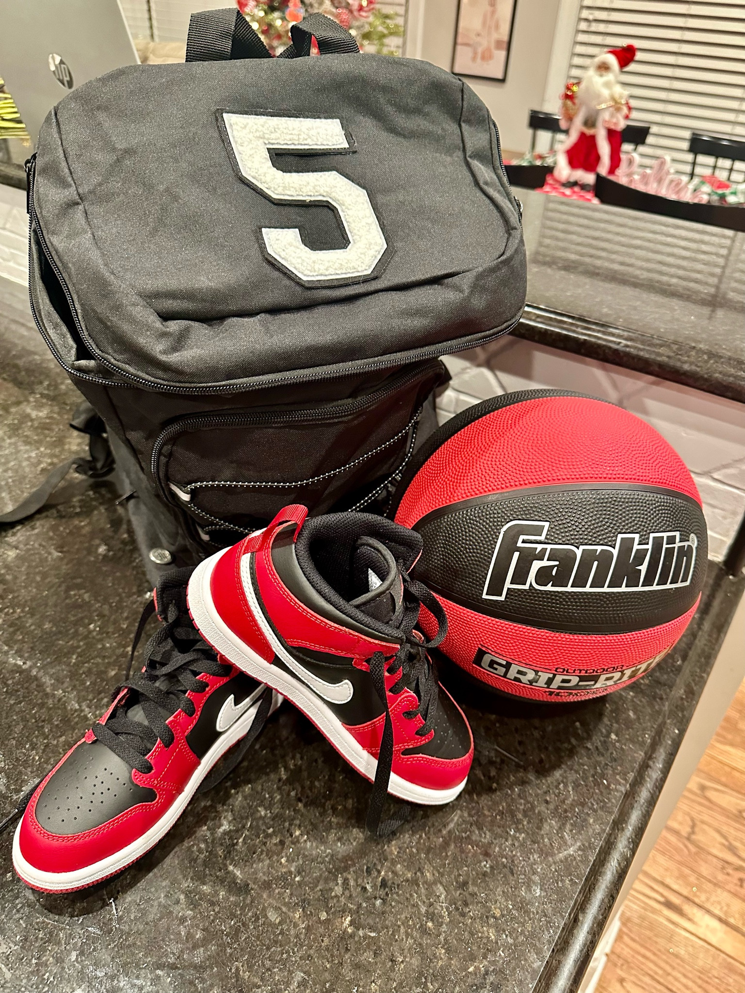 Youth basketball bag, custom number patch, 27.5 size basketball and kids Jordans. 🏀 

#LTKGiftGuide #LTKKids #LTKFamily